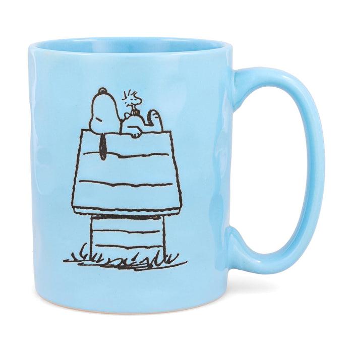 Peanuts - Snoopy and Woodstock House Wax-Resist Pottery Mug | Holds 17 Ounces