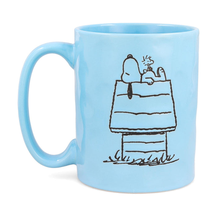 Peanuts - Snoopy and Woodstock House Wax-Resist Pottery Mug | Holds 17 Ounces