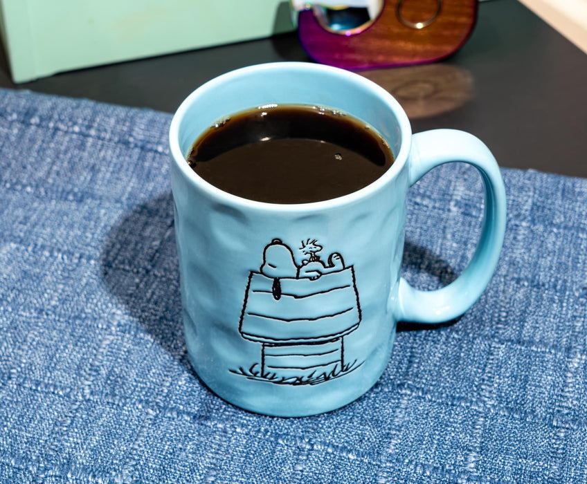 Peanuts - Snoopy and Woodstock House Wax-Resist Pottery Mug | Holds 17 Ounces