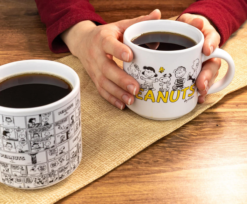 Peanuts - Comic Panels 2-Piece Ceramic Stackable Mug Set | Each Holds 13 Ounces