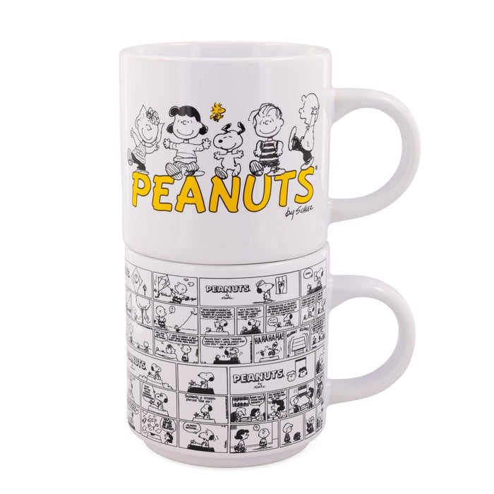 Peanuts - Comic Panels 2-Piece Ceramic Stackable Mug Set | Each Holds 13 Ounces