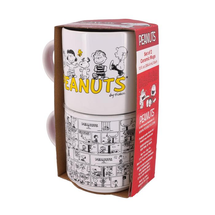 Peanuts - Comic Panels 2-Piece Ceramic Stackable Mug Set | Each Holds 13 Ounces