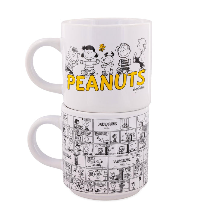 Peanuts - Comic Panels 2-Piece Ceramic Stackable Mug Set | Each Holds 13 Ounces