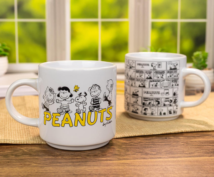 Peanuts - Comic Panels 2-Piece Ceramic Stackable Mug Set | Each Holds 13 Ounces