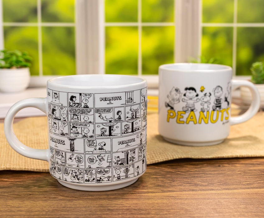 Peanuts - Comic Panels 2-Piece Ceramic Stackable Mug Set | Each Holds 13 Ounces