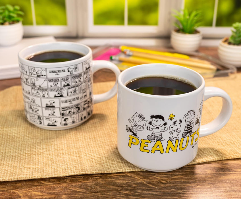 Peanuts - Comic Panels 2-Piece Ceramic Stackable Mug Set | Each Holds 13 Ounces