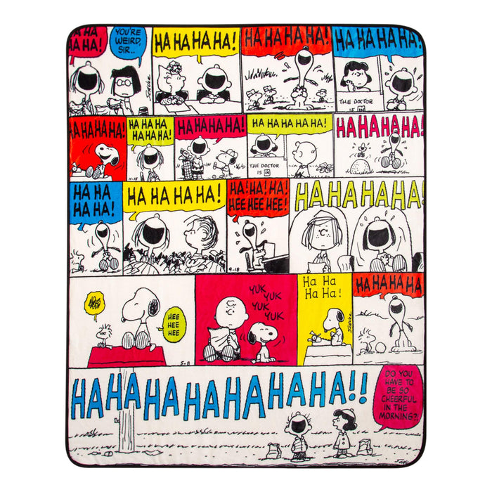 Peanuts - "Ha Ha Ha" Comic Strip Panels Sherpa Throw Blanket | 50 x 60 Inches