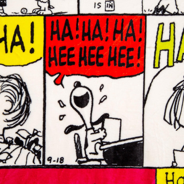 Peanuts - "Ha Ha Ha" Comic Strip Panels Sherpa Throw Blanket | 50 x 60 Inches