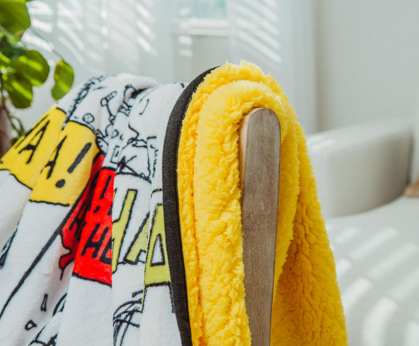 Peanuts - "Ha Ha Ha" Comic Strip Panels Sherpa Throw Blanket | 50 x 60 Inches