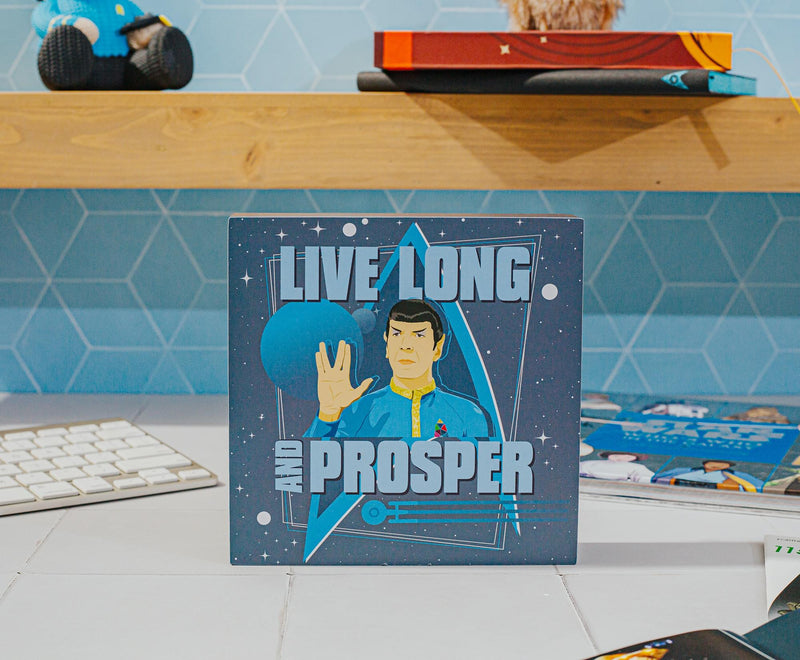 Star Trek Spock "Live Long and Prosper" Wooden Box Sign | 6 x 6 Inches product image 4 of 8