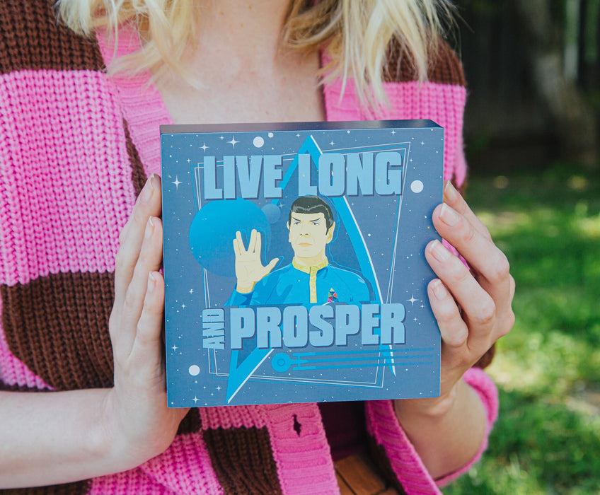 Star Trek Spock "Live Long and Prosper" Wooden Box Sign | 6 x 6 Inches