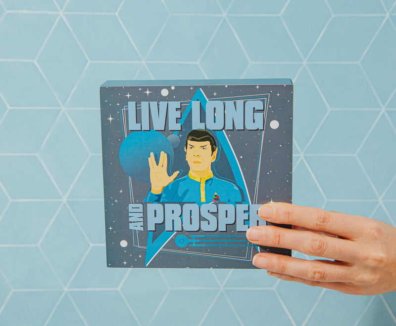 Star Trek Spock "Live Long and Prosper" Wooden Box Sign | 6 x 6 Inches product image 8 of 8