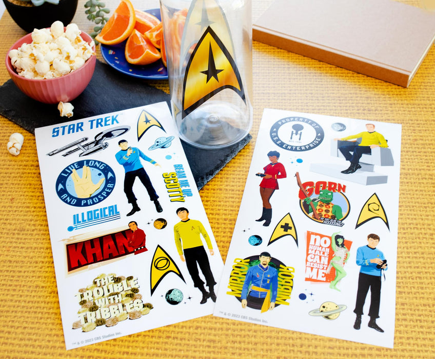 Star Trek Gold Delta Logo Twist Spout Water Bottle and Sticker Set | 32 Ounces