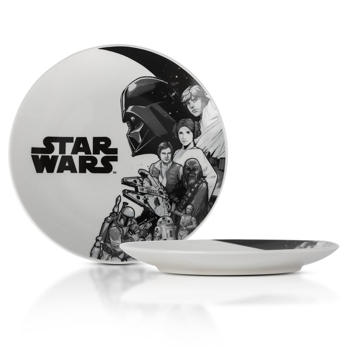 Star Wars - Black-and-White Collage 8-Inch Ceramic Coupe Dinner Plate