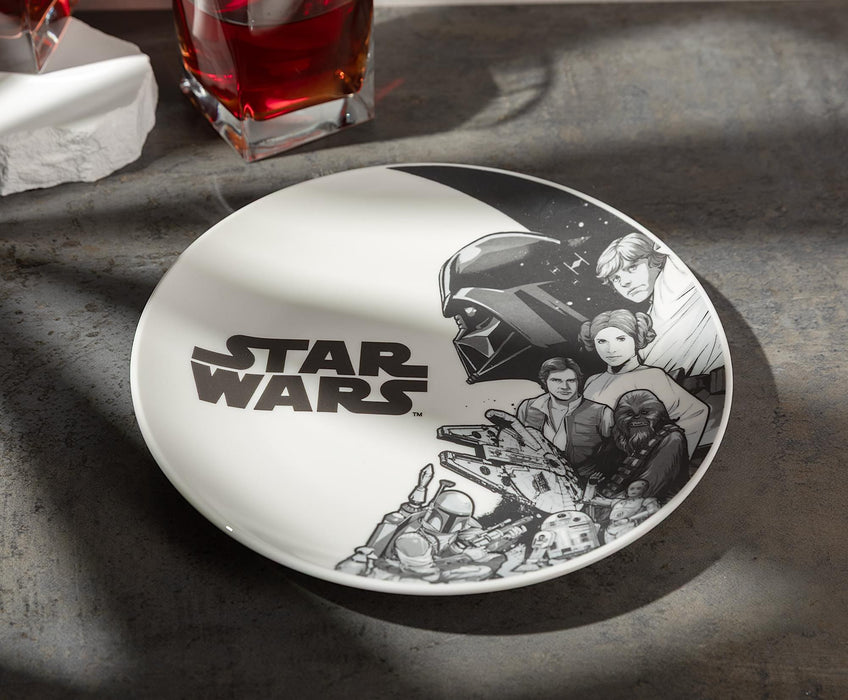 Star Wars - Black-and-White Collage 8-Inch Ceramic Coupe Dinner Plate
