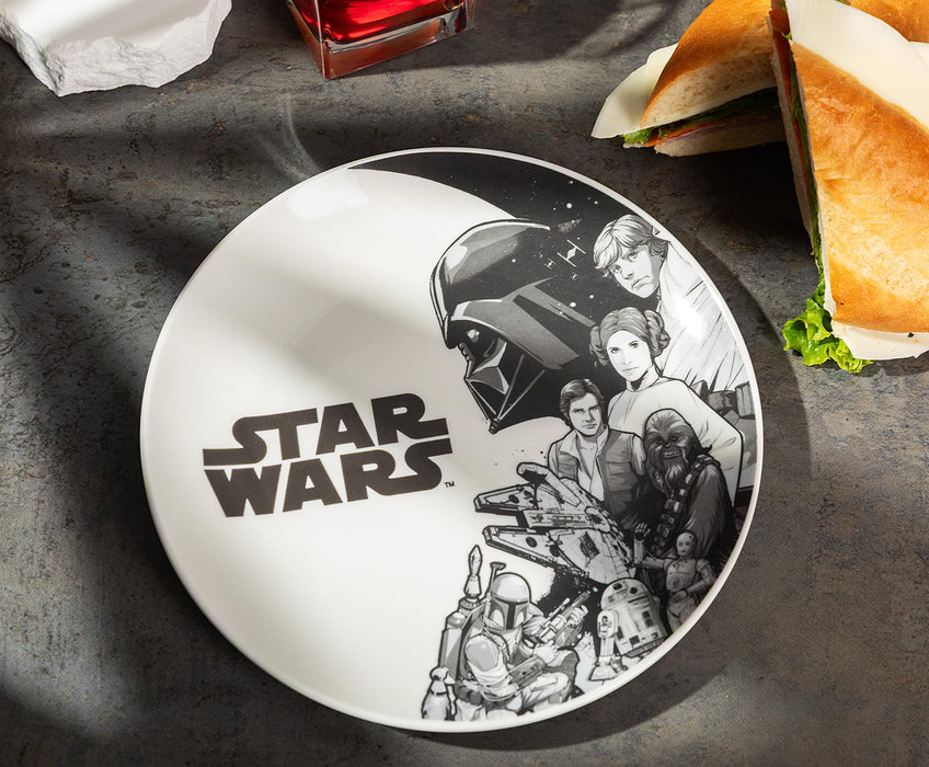 Star Wars - Black-and-White Collage 8-Inch Ceramic Coupe Dinner Plate