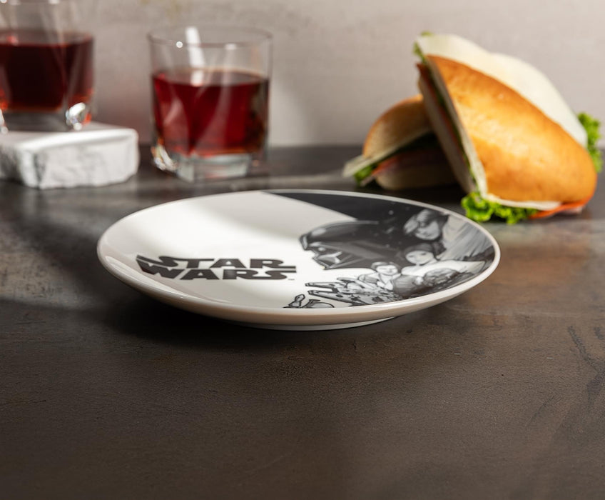 Star Wars - Black-and-White Collage 8-Inch Ceramic Coupe Dinner Plate