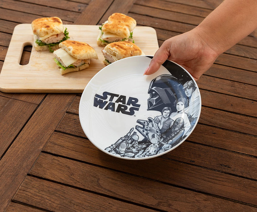 Star Wars - Black-and-White Collage 8-Inch Ceramic Coupe Dinner Plate