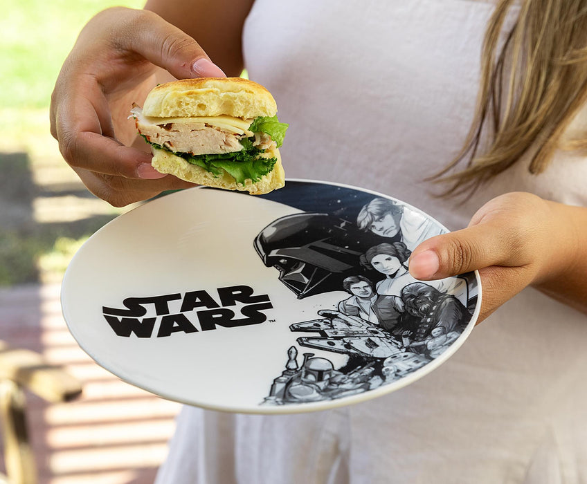 Star Wars - Black-and-White Collage 8-Inch Ceramic Coupe Dinner Plate