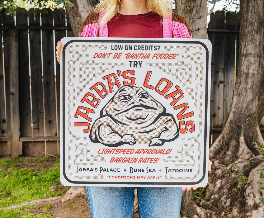 Star Wars - "Jabba's Loans" Tin Sign | 20 x 20 Inches