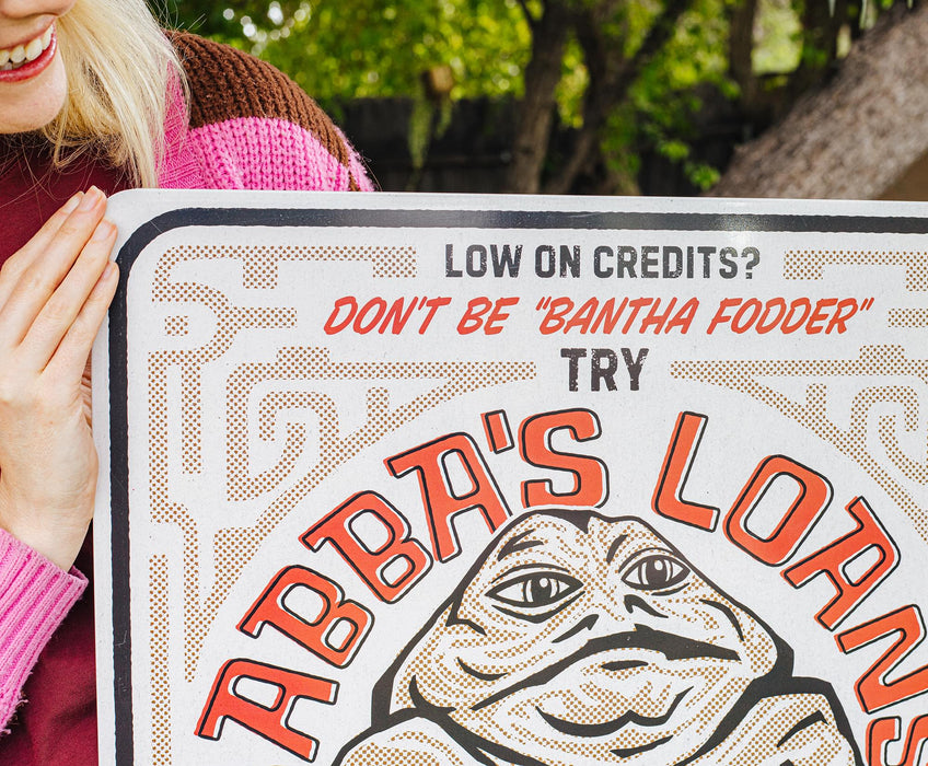 Star Wars - "Jabba's Loans" Tin Sign | 20 x 20 Inches