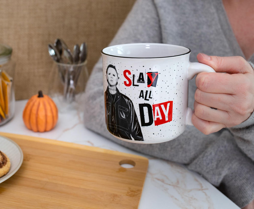 Halloween II - "Slay All Day" Ceramic Camper Mug | Holds 20 Ounces