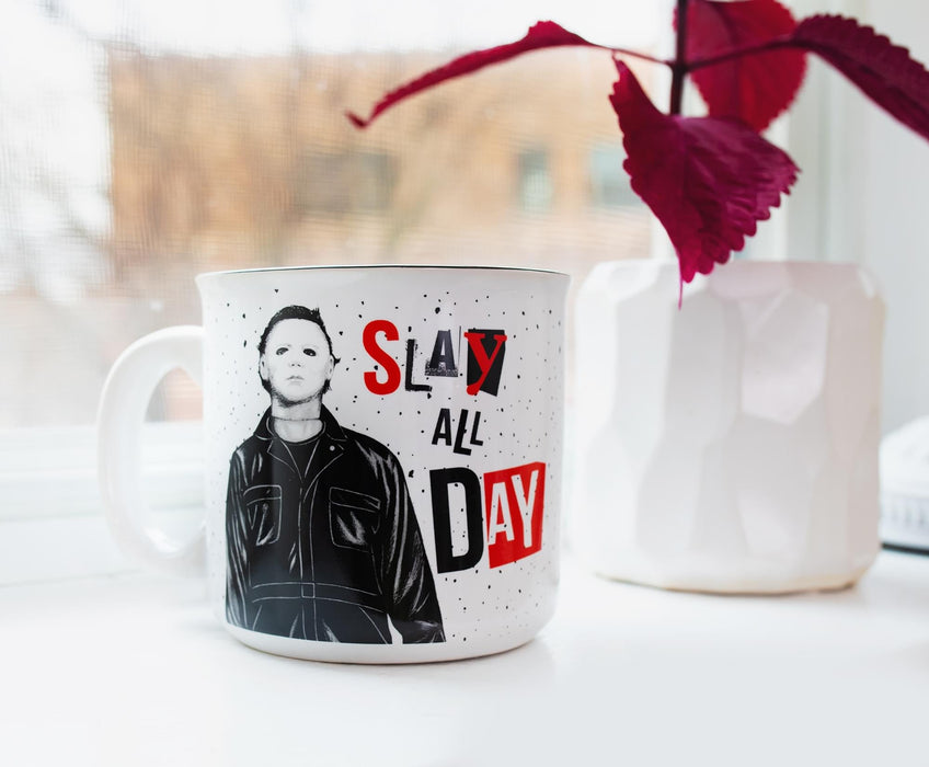 Halloween II - "Slay All Day" Ceramic Camper Mug | Holds 20 Ounces