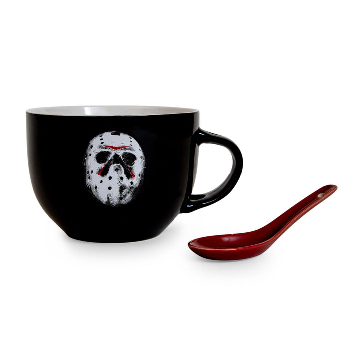 Friday the 13th - Jason Voorhees Ceramic Soup Mug with Spoon | Holds 24 Ounces