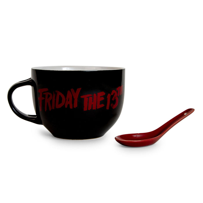 Friday the 13th - Jason Voorhees Ceramic Soup Mug with Spoon | Holds 24 Ounces