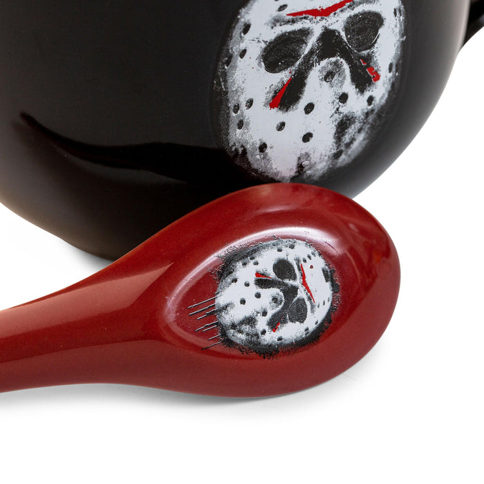 Friday the 13th - Jason Voorhees Ceramic Soup Mug with Spoon | Holds 24 Ounces