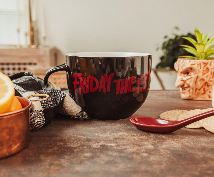 Friday the 13th - Jason Voorhees Ceramic Soup Mug with Spoon | Holds 24 Ounces