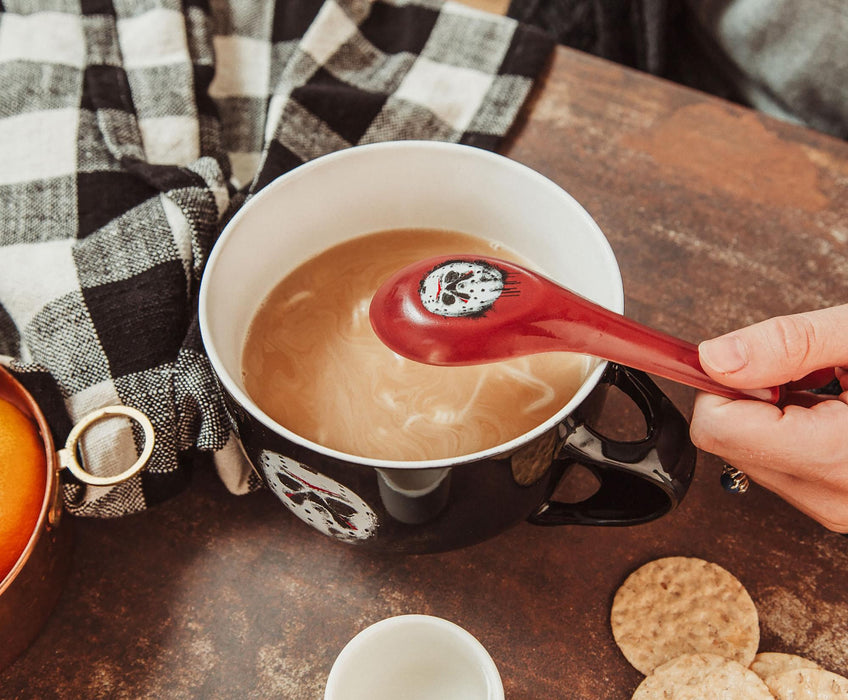 Friday the 13th - Jason Voorhees Ceramic Soup Mug with Spoon | Holds 24 Ounces