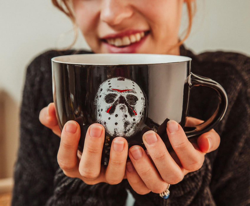 Friday the 13th - Jason Voorhees Ceramic Soup Mug with Spoon | Holds 24 Ounces