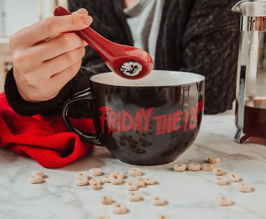 Friday the 13th - Jason Voorhees Ceramic Soup Mug with Spoon | Holds 24 Ounces