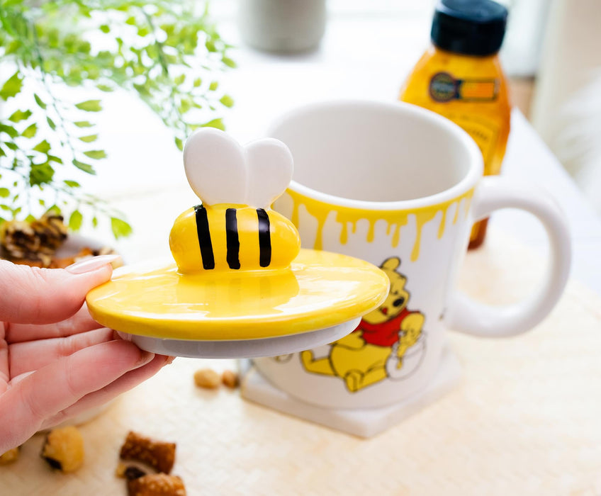 Disney Winnie The Pooh Hunny Pot Ceramic Mug With Lid | Holds 18 Ounces