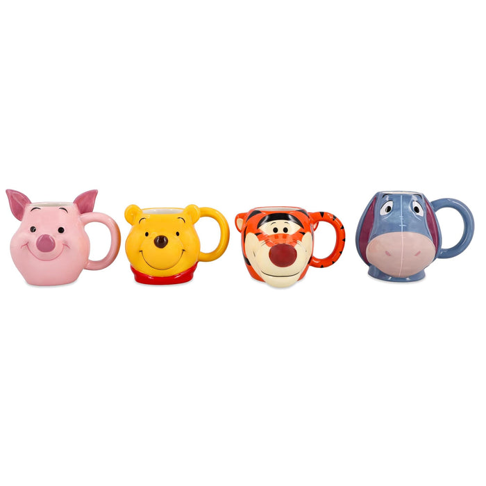 Disney - Winnie the Pooh Characters 4-Piece Sculpted Mug Set | Each Holds 4 Ounces