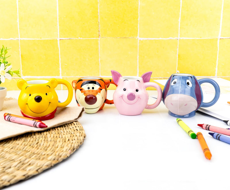 Disney - Winnie the Pooh Characters 4-Piece Sculpted Mug Set | Each Holds 4 Ounces