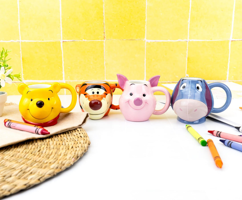 Disney - Winnie the Pooh Characters 4-Piece Sculpted Mug Set | Each Holds 4 Ounces