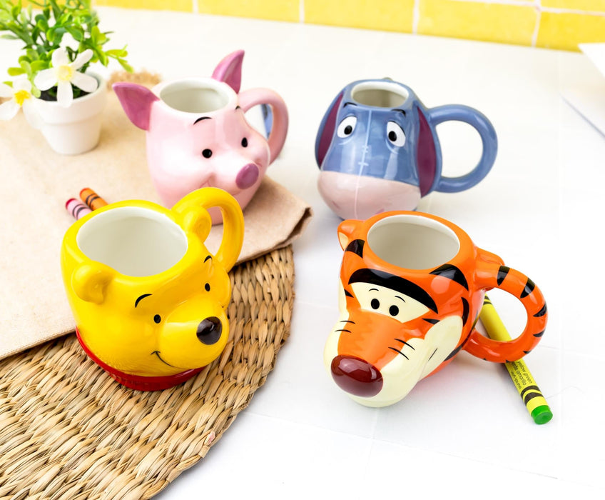 Disney - Winnie the Pooh Characters 4-Piece Sculpted Mug Set | Each Holds 4 Ounces