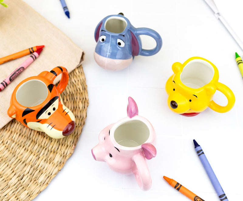 Disney - Winnie the Pooh Characters 4-Piece Sculpted Mug Set | Each Holds 4 Ounces
