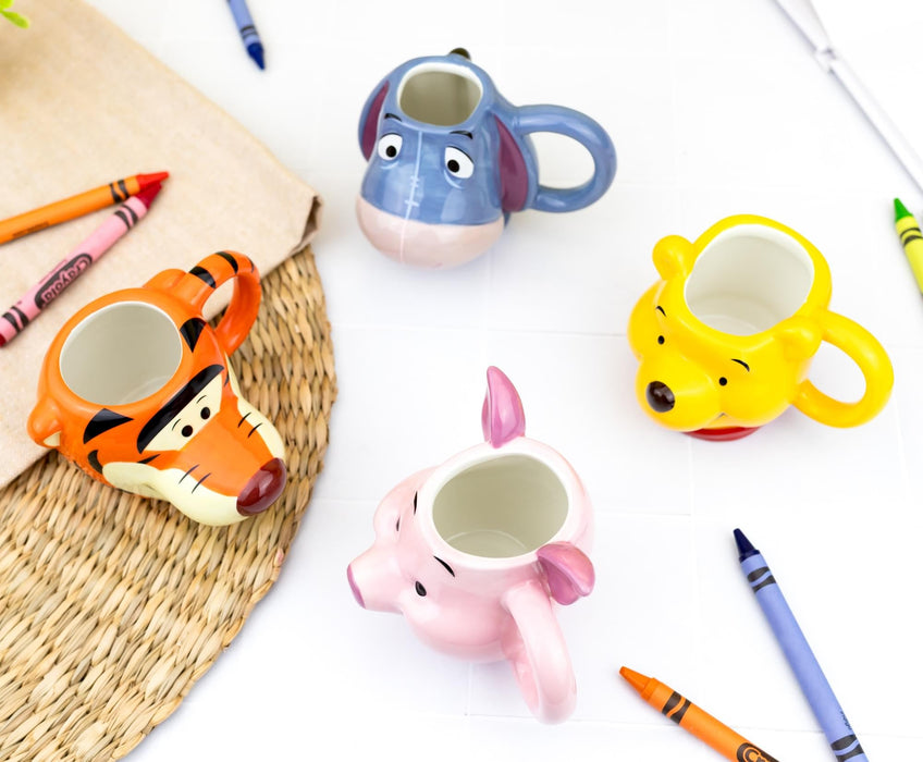 Disney - Winnie the Pooh Characters 4-Piece Sculpted Mug Set | Each Holds 4 Ounces