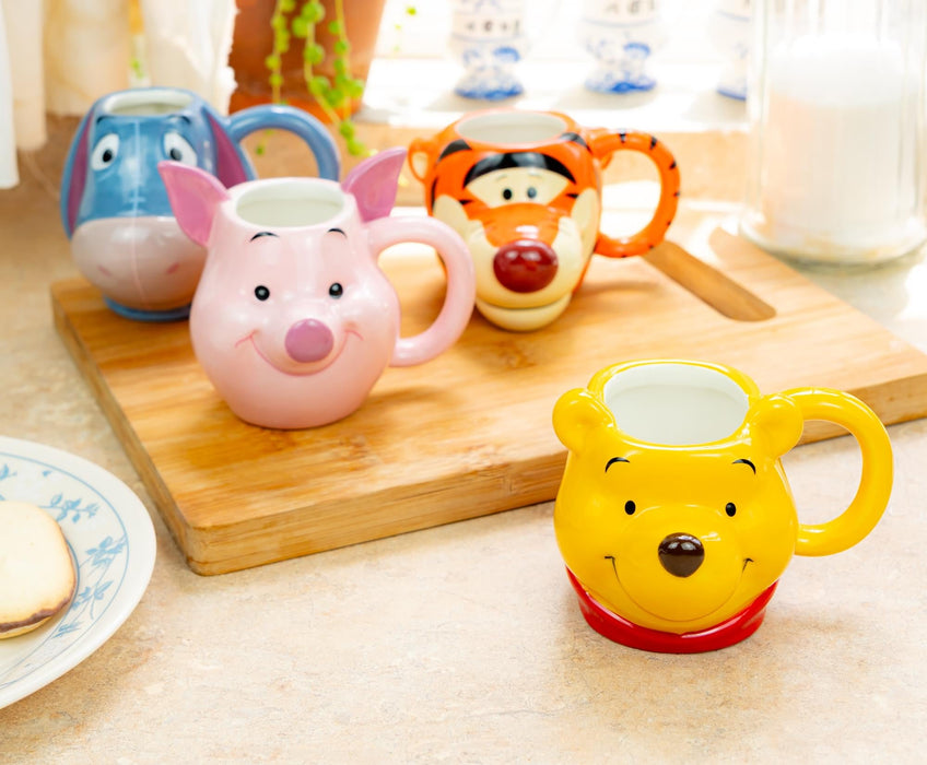 Disney - Winnie the Pooh Characters 4-Piece Sculpted Mug Set | Each Holds 4 Ounces