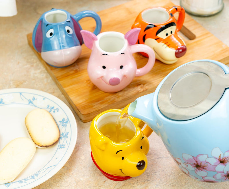 Disney - Winnie the Pooh Characters 4-Piece Sculpted Mug Set | Each Holds 4 Ounces