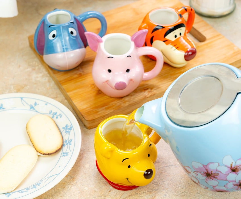Disney - Winnie the Pooh Characters 4-Piece Sculpted Mug Set | Each Holds 4 Ounces