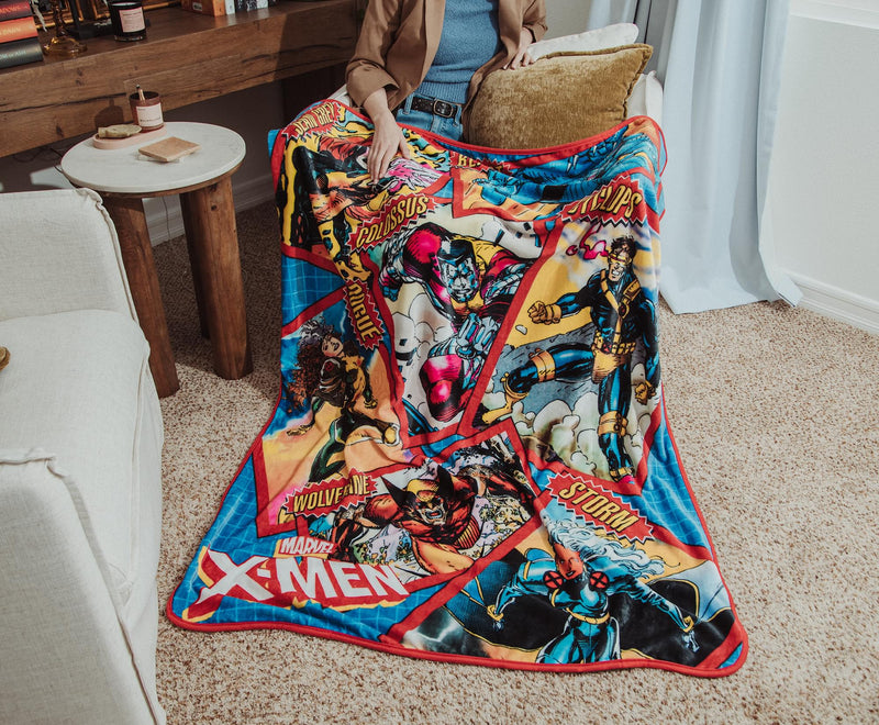 Marvel X-Men Character Cards Raschel Throw Blanket | 45 x 60 Inches product image 7 of 9