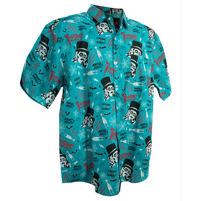 Teal Svengoolie® Glow-In-The-Dark Button-Up Shirt