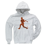 Ash gray hoodie featuring an orange baseball batter silhouette filled with black text, including 'Cal Ripken Jr.' across the chest.