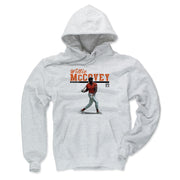Ash gray version of the Willie McCovey hoodie, showing the same illustration of McCovey in a red jersey and orange text.