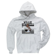 Front of the ash gray Willie Stargell hoodie, showing the same portrait design in a lighter ash gray color.