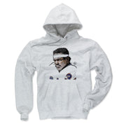 Front of the ash gray Walter Payton hoodie showing the same sketched portrait design in a lighter heather tone.
